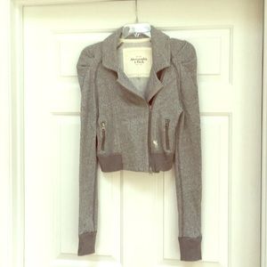 Abercrombie Grey Knit Moto Jacket Size M